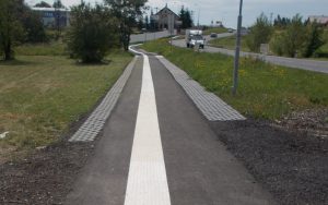 Cycleway with installed tactile paving