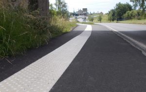 Cycleway with installed tactile paving in detail