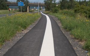 Cycleway with installed tactile paving