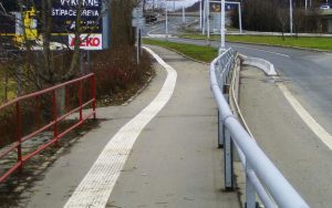 Cycleway with installed tactile paving